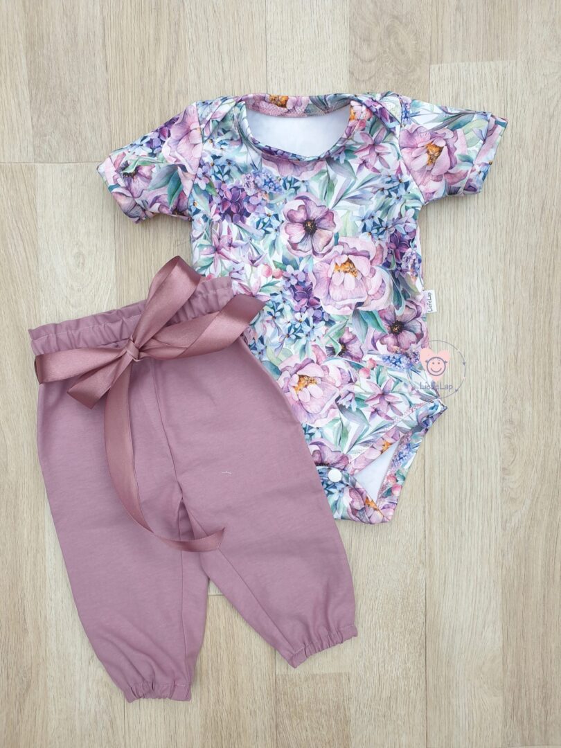 On Order Short Sleeve Purple Flowers and Plum pants Vest Set - Image 2