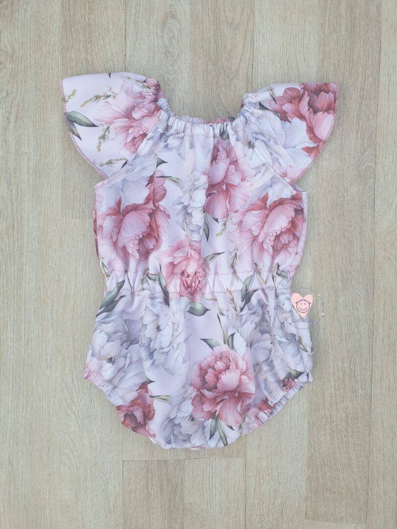 On Order Peonies Romper Set With Plum Shorts - Image 2