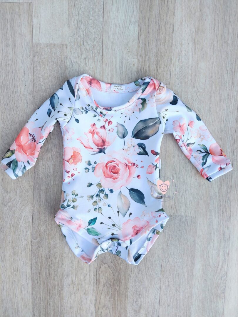 Long or Short Sleeve Peach Rose Vest and Nude pants Set - Image 2