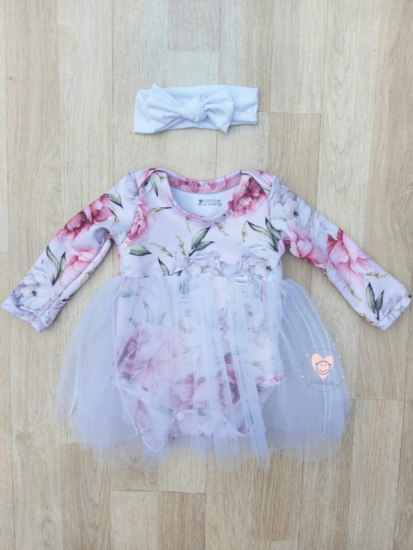 Plum Peonies Tutu Vest with WHITE tutu
