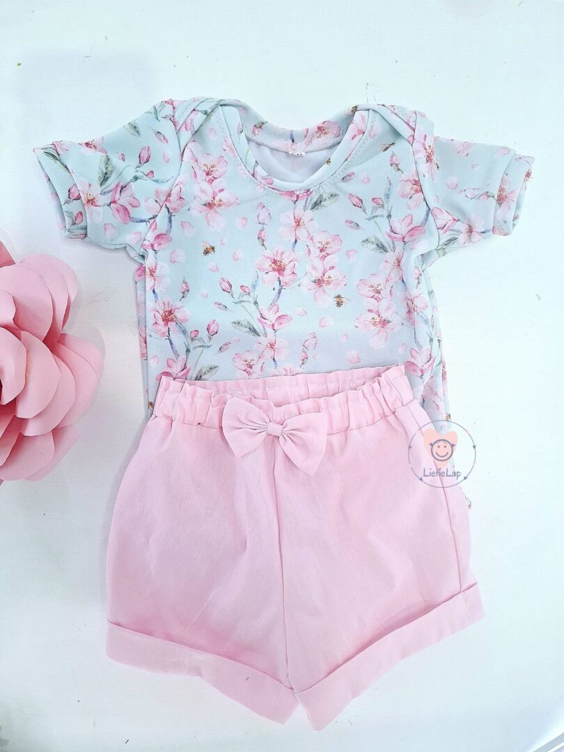 Long or Short Sleeve Pink Blossoms Vest and Pink pants Set - Image 4