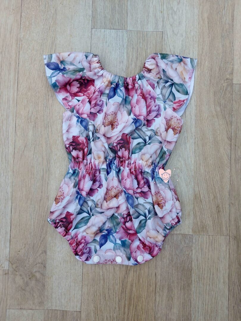 Peonies Mix Romper Set With Duckegg Green bow Pants - Image 5