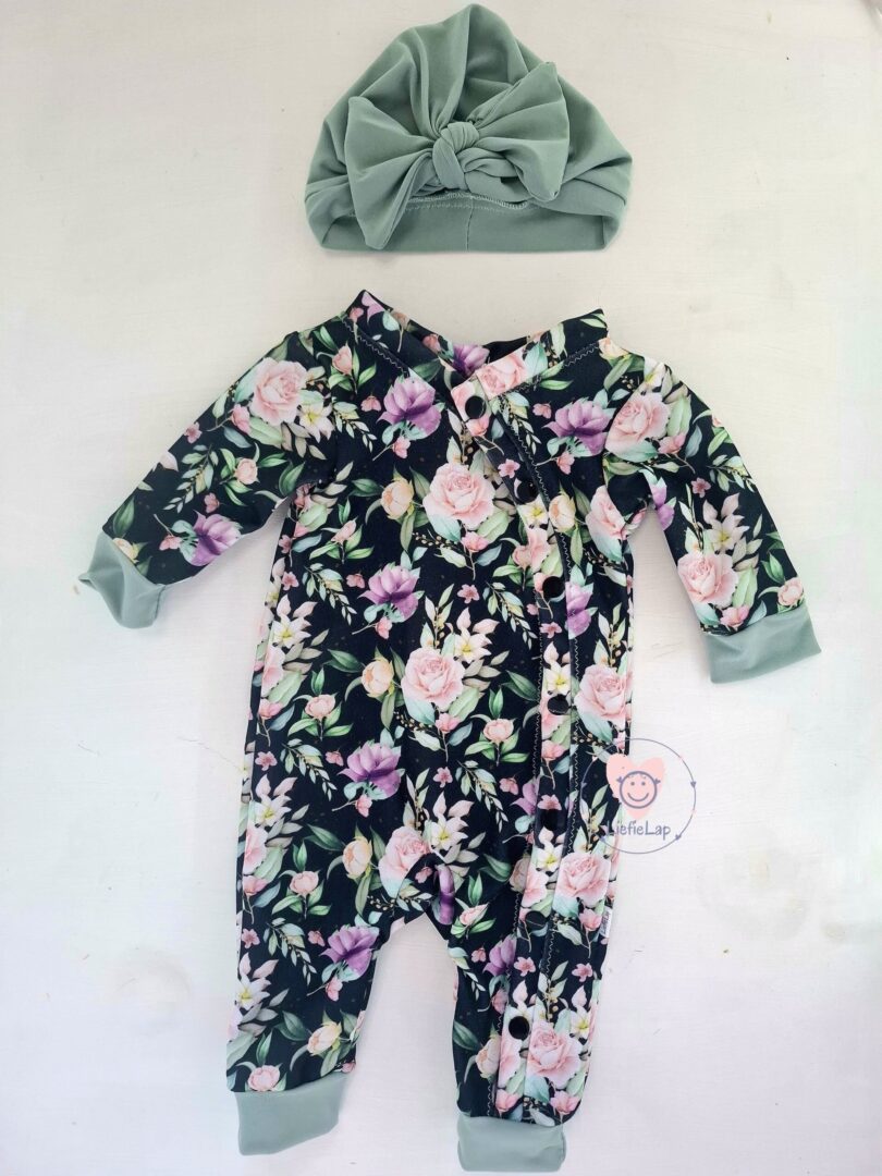 On Order Black Rose Babygrow Zip or Snaps
