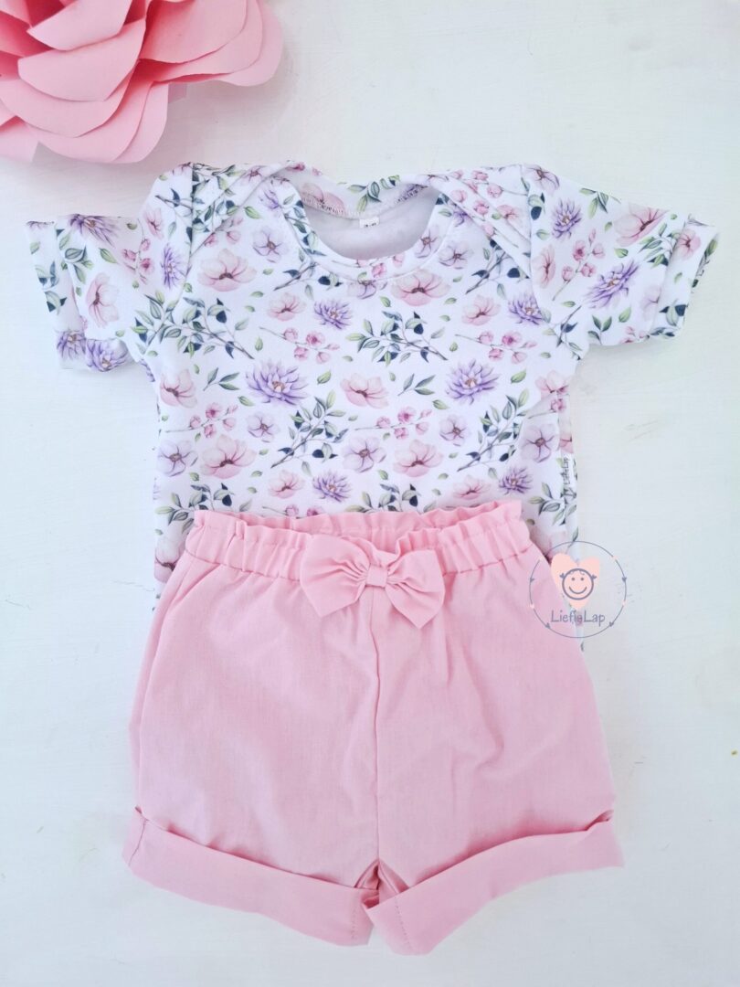 Long or Short Sleeve Purple Blossoms Vest and Pink pants Set - Image 3