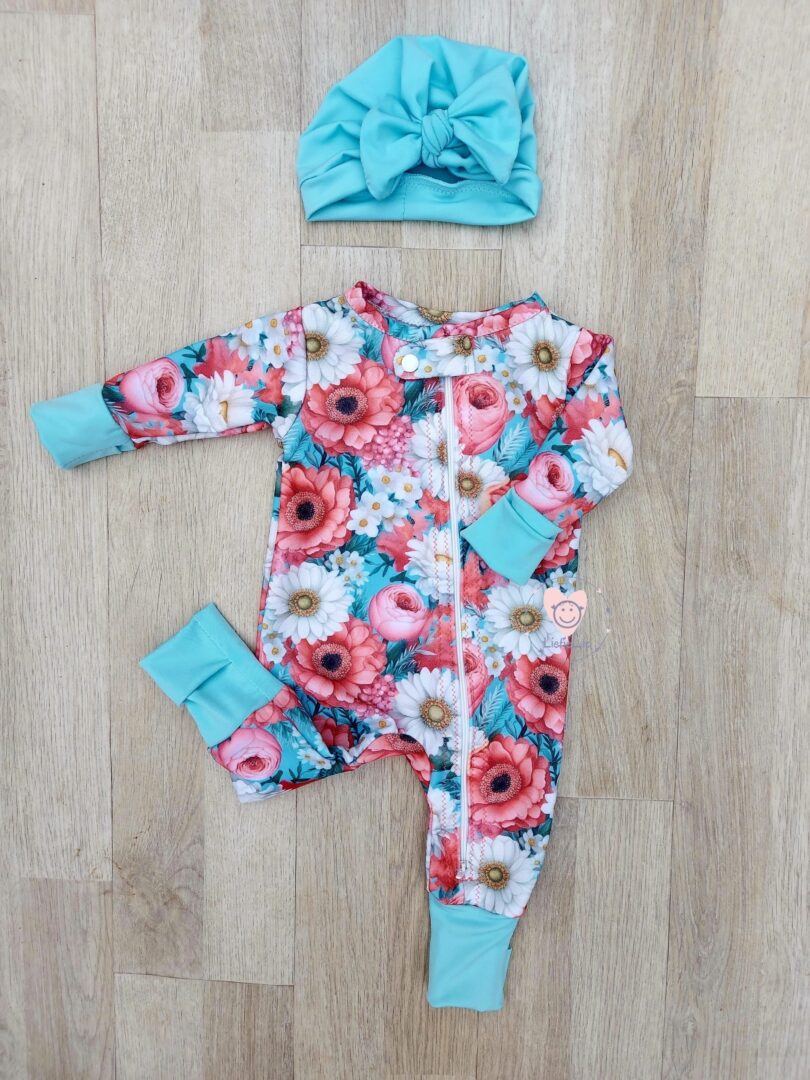 Coral Floral Babygrow - Image 3