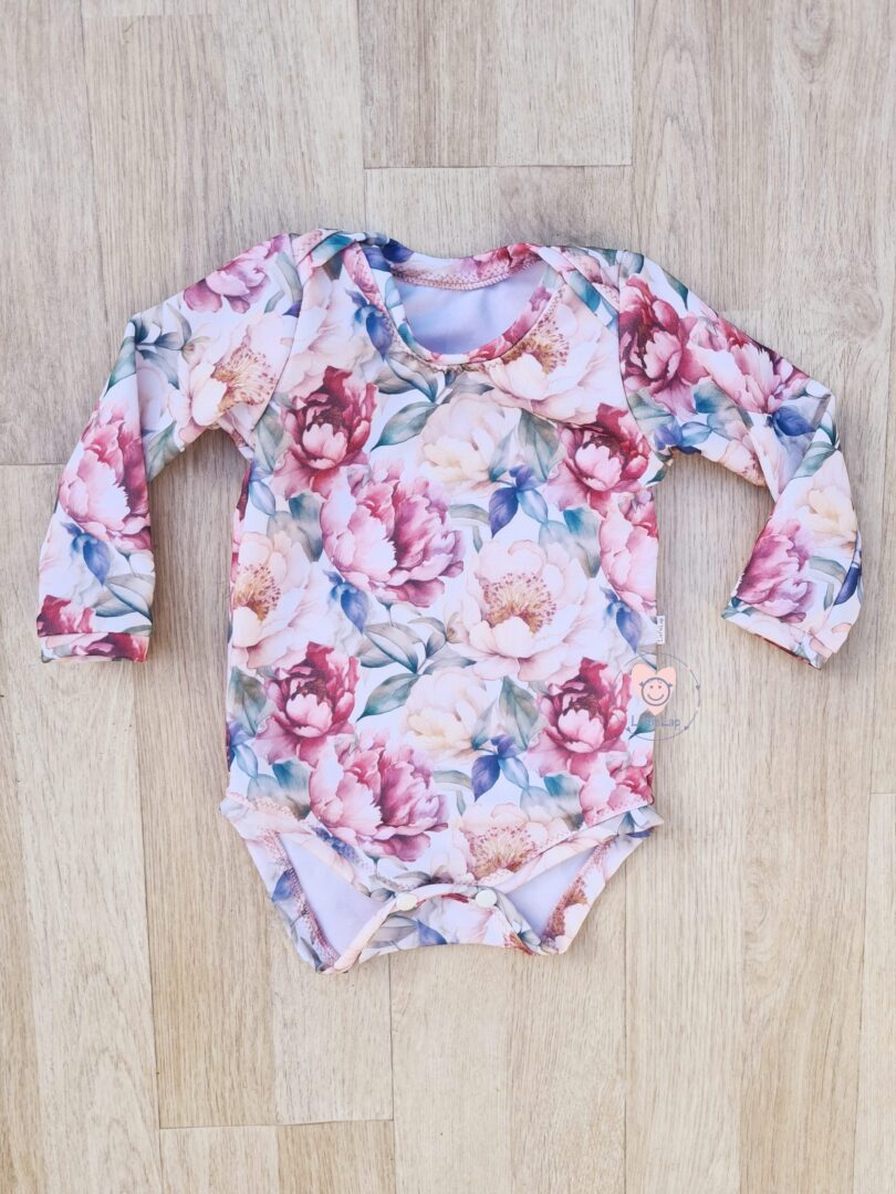 Long or Short Sleeve Vintage Peonies Vest and Mauve pants Set - Image 2
