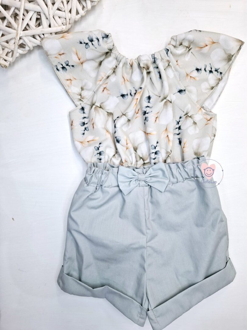 Sage Leaves Romper Set With Duck Egg Pants - Image 3
