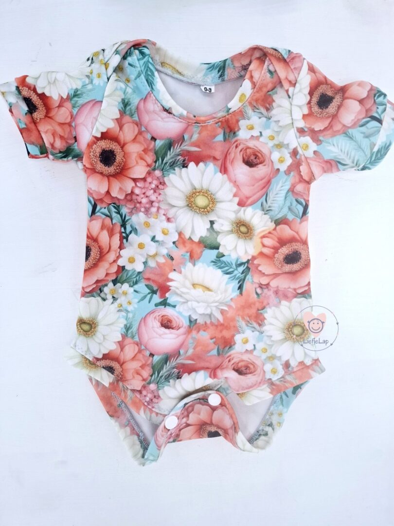 Long or Short Sleeve Coral Floral Vest and Ice Blue pants Set - Image 7