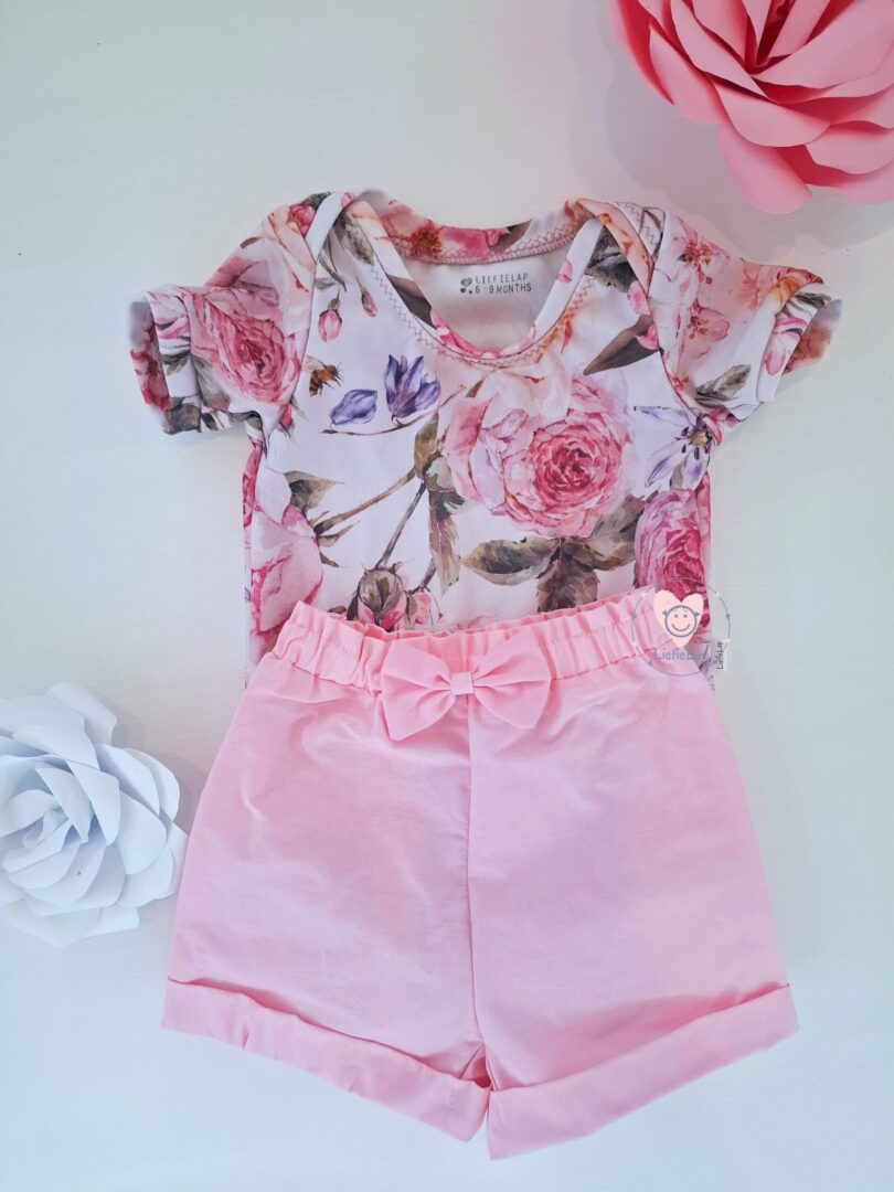 Long or Short Sleeve Vintage Rose Vest and Pink pants Set - Image 2