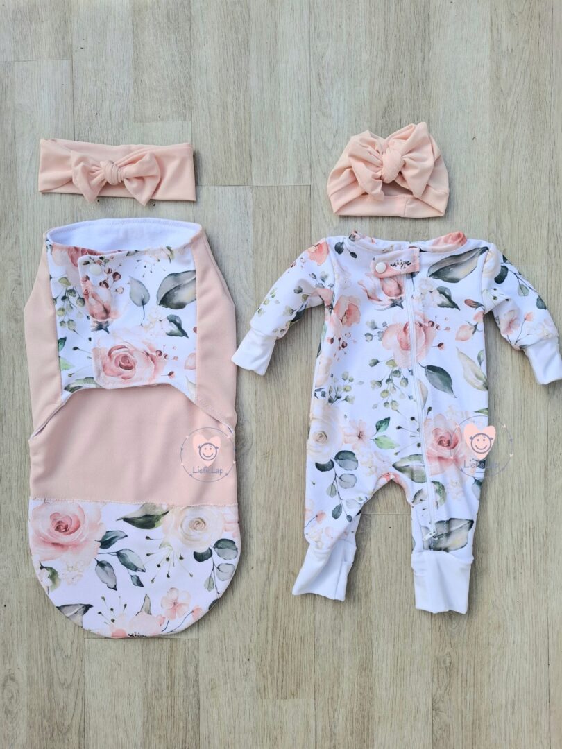 Newborn Peach Rose Snuggle & Go Set