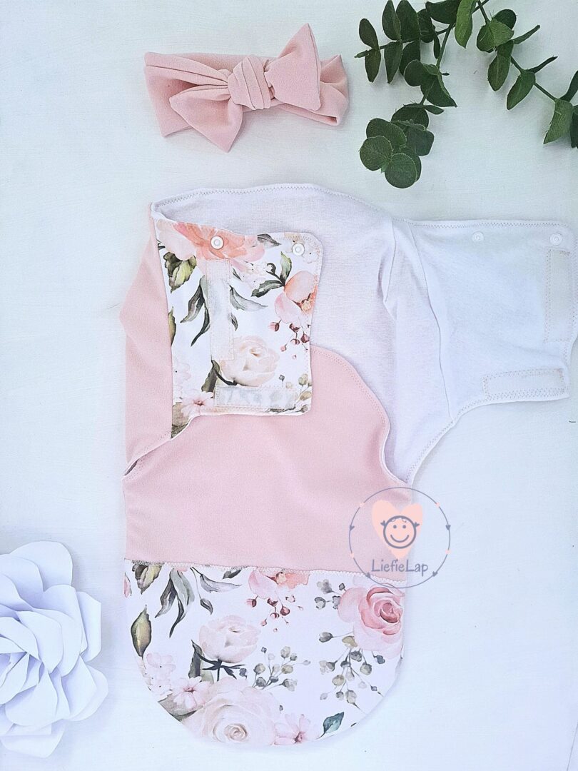 Newborn Swaddle Pod- Peach Rose - Image 2