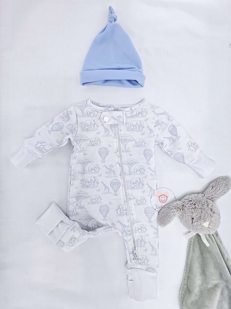 On Order Blue Safari Babygrow - Image 3