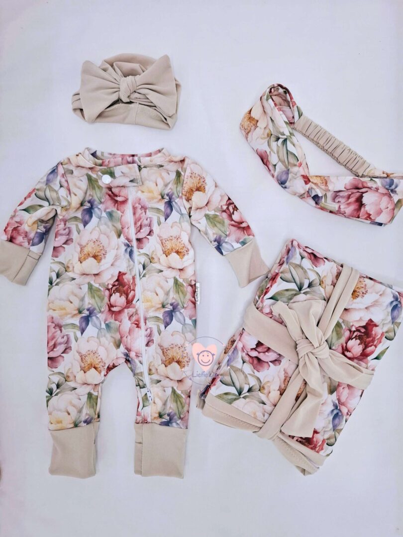 Vintage Peonies Mommy and Me Hospital Set