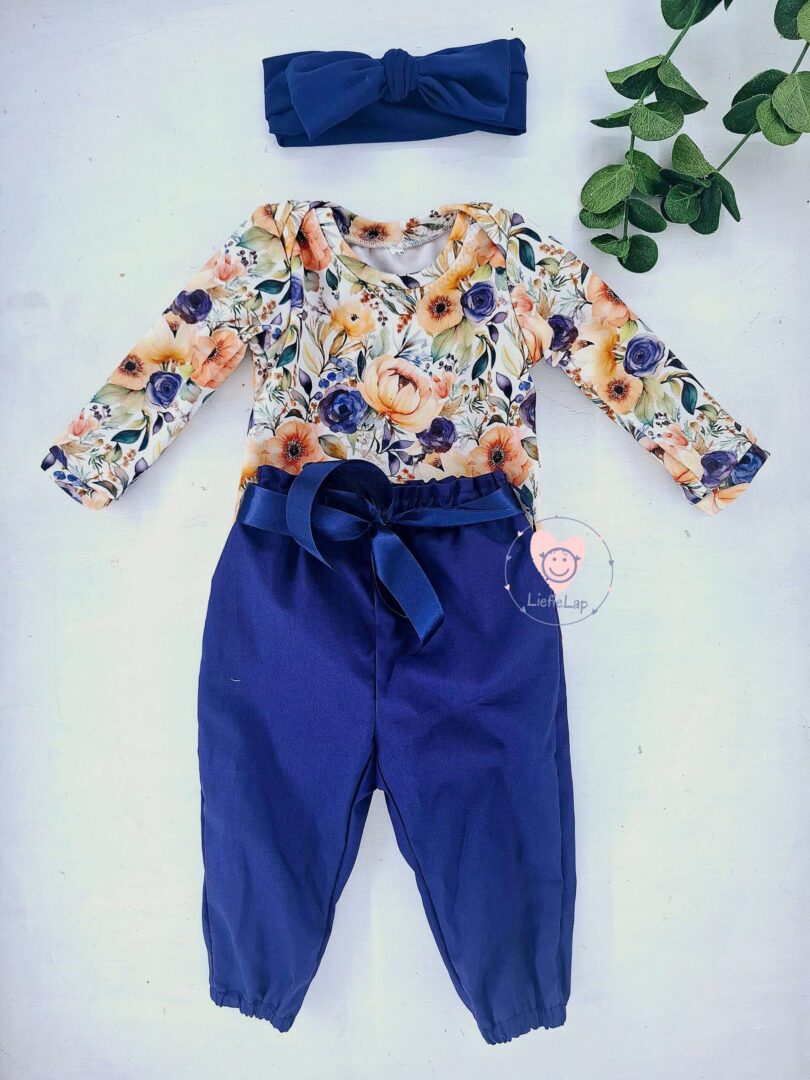 Long or Short Sleeve Amber Bloom Vest and Navy pants Set - Image 4