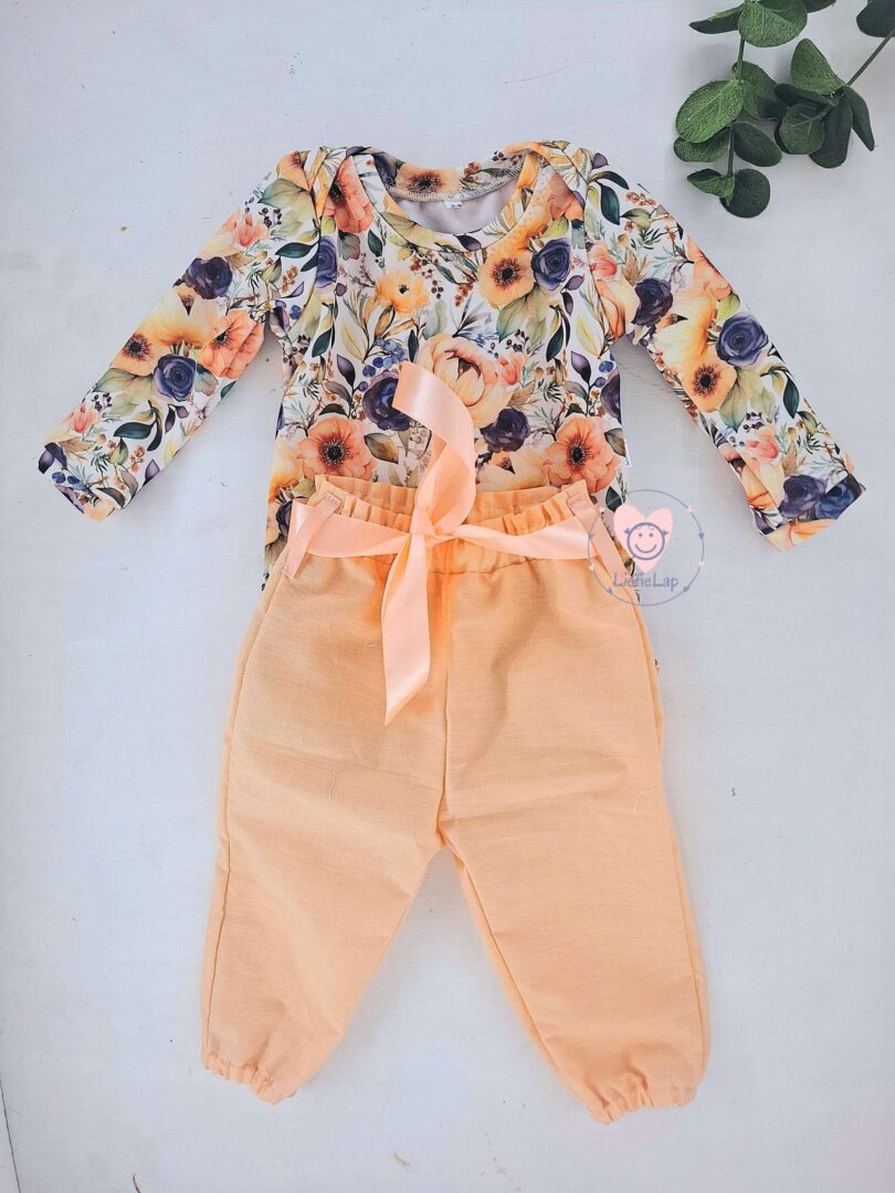 Long or Short Sleeve Amber Bloom Vest and Peach pants Set - Image 3